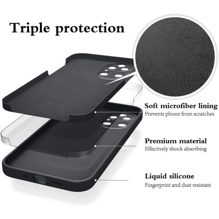 Husa de Protectie, Flippy, pentru Huawei P50 Pro, Liquid Silicone, cu Microfibra pe Interior, Protectie Antisoc, Compatibil Incarcare Wireless, Negru