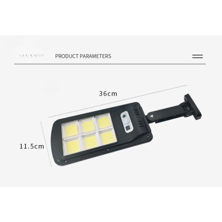 Lampa Solara De Exterior LED Flippy, 36 cm x 11.5 cm, 2880 Lumeni 120 COB LED 24 W - echivalent 192 W bec incadescent, IP65, Senzor de Miscare, Senzor de Lumina, 6 Grile, Alb Rece