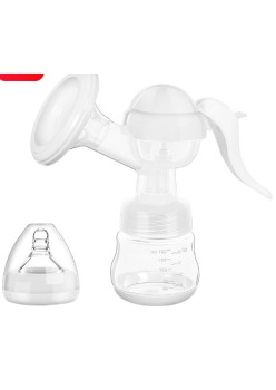 Pompa de San Manuala Multifunctionala, Flippy, Portabila, cu Tetina pentru Biberon, Anti-Scurgere, Anti-Reflux, 17x18 cm, 150 mL, Silicon, Recipient Transparent, Alb