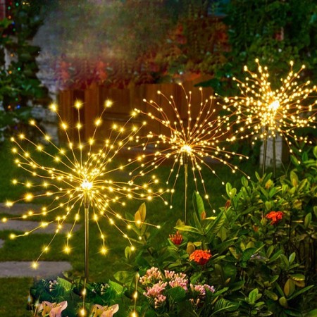 Lampa solara sub forma de artificii, 90 LED-uri, alb cald, Flippy