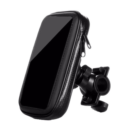 Suport husa telefon mobil Flippy pentru bicicleta si motocicleta, rezistent apa si socuri, touchscreen, 360 rotativ, negru, marime L ≤ 5.5 inch