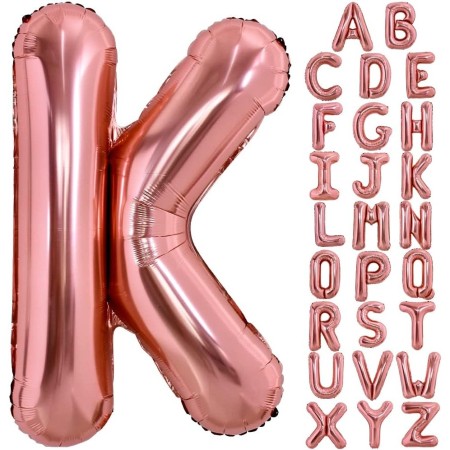 Balon Folie Metalizata Litera K, Flippy, 100 cm, Umflati cu Heliu sau Aer, Ambalaj Individual, Pai inclus, Rose Gold