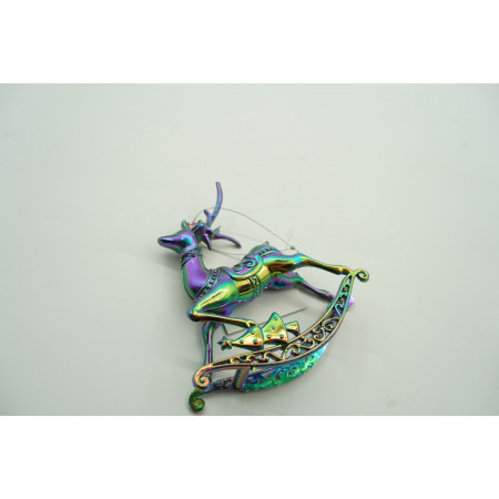 Ornament brad de Craciun, Iridescent, in forma de Ren, 11 cm x 11 cm, Plastic, Flippy