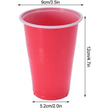 Joc de baut Beer Pong Flippy, 24 Pahare, 24 Mingi, material plastic, reutilizabil, portabil, rosu