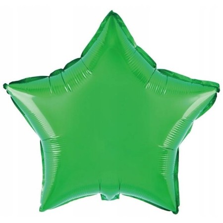 Balon din Folie Metalizata, Flippy, Figurina Stea, Model Simplu, Tematica Aniversare, 40 cm, Ambalaj Individual, Pai Inclus, Umflare cu Aer sau Heliu, Verde