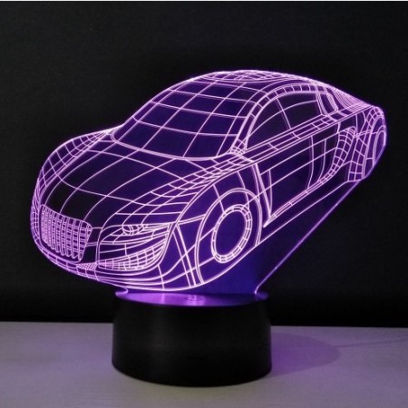 Lampa de Veghe cu Telecomanda si Baterii/USB 3D Model Masina Multicolor