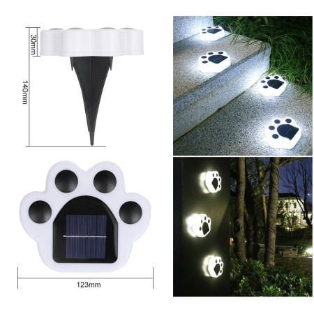 Lampa solara LED, Tip laba de urs, pentru gazon sau gradina, Rezistenta la apa, Flippy, Alb rece