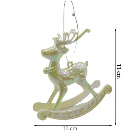 Ornament brad de Craciun, Perlat, in forma de Ren, 11 cm x 11 cm, Plastic, Flippy