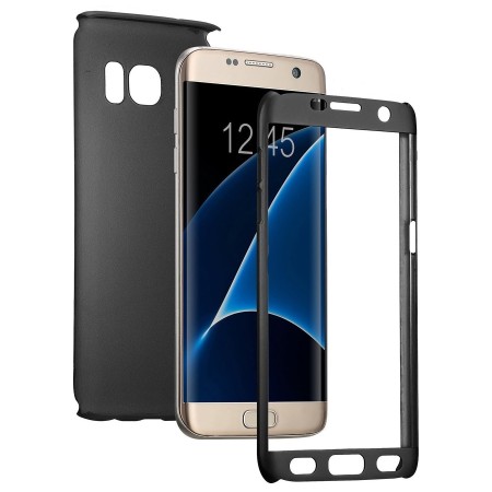 Husa Samsung Galaxy S7 Edge Full Cover 360 Negru + Folie de protectie