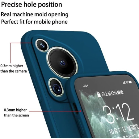 Husa de Protectie, Flippy, pentru Huawei Pura 70, Liquid Silicone, cu Microfibra pe Interior, Protectie Antisoc, Compatibil Incarcare Wireless, Albastru