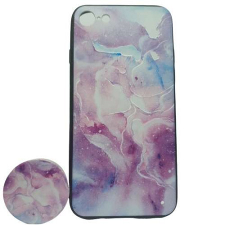 Husa Apple iPhone 7 Plus/8 Plus Multicolor Model Galaxie + Popsocket inclus