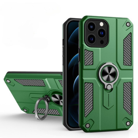 Husa protectie Flippy compatibila cu Apple iPhone 13 Defender Model 5 cu suport prindere inel,Verde