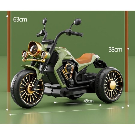 Motocicleta Electrica Flippy, cu Acumulator, Telecomanda, Bluetooth, Sistem Anti-Rasturnare, Sistem de Lumini si Sunet, 1-8 Ani, 93 x 48 x 63 cm, Verde