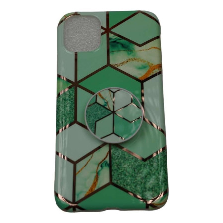 Husa protectie pentru Apple iPhone 7/8/SE 2020 Soft IMD TPU Marble Geometric Verde Suport inclus