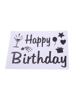 Sticker Autocolant pentru Baloane, Flippy, Tematica Aniversare, Model Happy Birthday, 29x21 cm, Negru