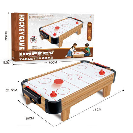 Masa Air Hockey Graffiti cu Picioare Scurte, Flippy, Lemn, 2 Pucuri, Tabela Scor, 2 Impingatoare, 76x38x21.5 cm, Maro