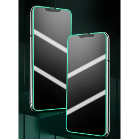 Folie Sticla Securizata Flippy,  Luminous, compatibila cu Apple iPhone 11, Margine fosforescenta verde