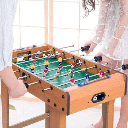 Masa de Fotbal cu Teren si 18 Jucatori Flippy, 6 Manere, cu Tablou pentru Scor, din Metal, Lemn si ABS, 69 x 36.5 x 61 cm, cu Picioare, pentru copii/adulti