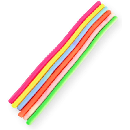 Set 6 Jucarie senzoriala superelastica 24cm-2m lungime, antistres, colorata Stretchy string fidget, Flippy, Multicolor