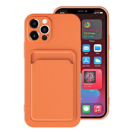 Husa protectie Flippy cu suport card compatibila cu Apple iPhone 12 Pro Max Portocaliu