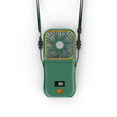 Ventilator Portabil Flippy, 3 in 1, de Mana, de Gat, de Birou, 16.7 x 8 x 1.9 cm, 3 Trepte de Viteza, Incarcare USB, Pliabil, Afisaj Digital, Suport Telefon, Verde