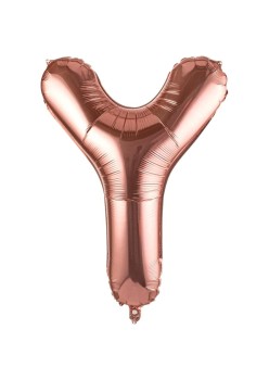 Balon Folie Metalizata Litera Y, Flippy, 80 cm, Umflati cu Heliu sau Aer, Ambalaj Individual, Pai inclus, Rose Gold