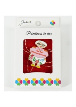 Martisor Brosa Mica in Cutie, Dimensiune Brosa 2.5-3 cm, Material Metal, Model Cea Mai inteleapta Bunica