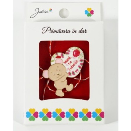 Martisor Brosa Mica in Cutie, Dimensiune Brosa 2.5-3 cm, Material Metal, Model Ursulet