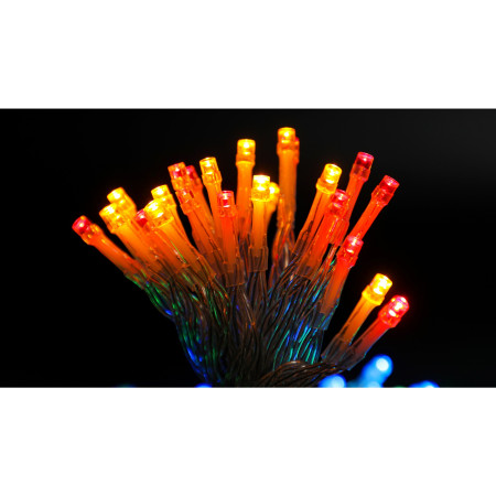 Instalatie de Craciun cu Baterii Tip Liniar, 2 jocuri de lumini, Fir Transparent 5 m 50 LED -uri, Multicolor