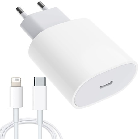 Incarcator compatibil cu iPhone, USB Type-C, Fast charge, Putere 20W, Flippy, Alb