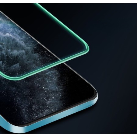 Folie Sticla Securizata Flippy,  Luminous, compatibila cu Apple iPhone 11, Margine fosforescenta verde