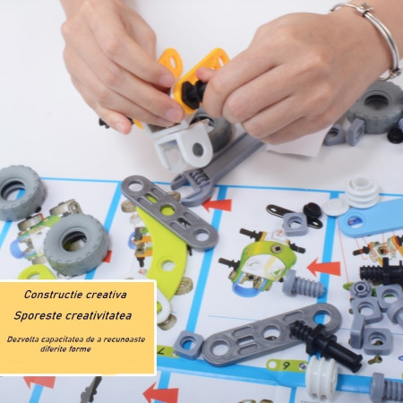 Set pentru construit masini, Flippy, Educativ si creativ, DIY, 132 piese