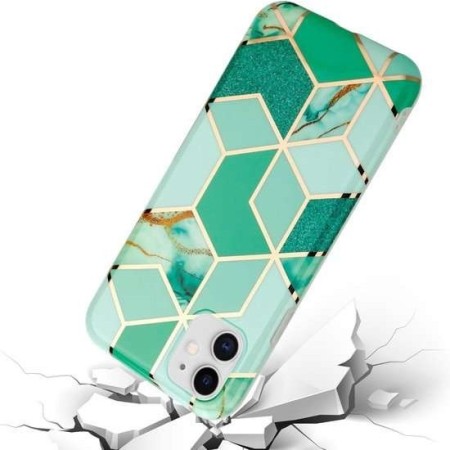 Husa protectie pentru Apple iPhone 11 Soft IMD TPU Marble Geometric Verde