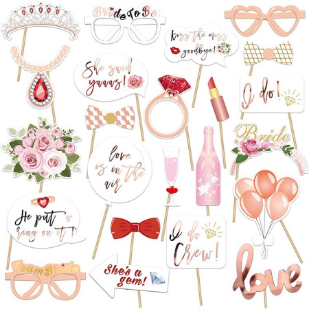 Set 23 de Accesorii pentru Petrecere, Flippy, Props pentru Coltul de Poze, Tematica Petrecerea Burlacitelor, Roz