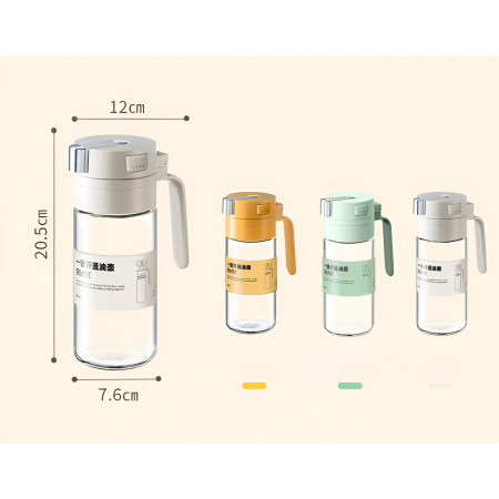 Dispenser pentru Ulei, Flippy, Deschidere si Inchidere Automata a Rezervorul, cu Inductie Gravitationala, 550 ml, 12x7.6x20.5 cm, Verde