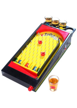 Joc de societate Pinball cu pahare pentru shoturi Flippy, 40 x 17,7 cm, galben