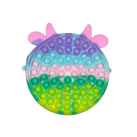 Jucarie antistres din silicon Flippy, Geanta Pop It, 18 cm, Vacuta, Macarons