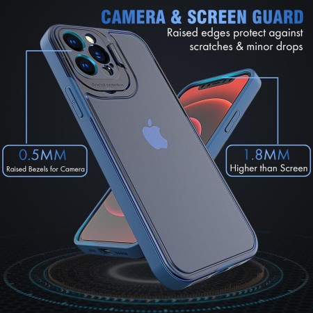 Husa de protectie pentru Apple iPhone 14, Flippy, Bracket series cu suport si protectie pentru camera, Albastru