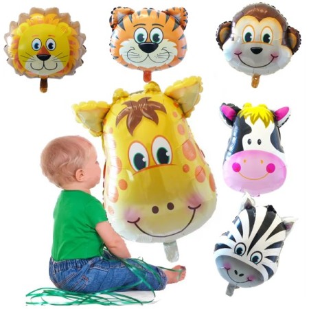 Balon din Folie Metalizata, Flippy, Mini Figurine Animalute, Model Girafa, Tematica Aniversare, 32x45 cm, Ambalaj Individual, Pai Inclus, Umflare cu Aer sau Heliu, Multicolor