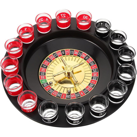 Joc de Ruleta Flippy, cu Pahare de Shot si Plansa de Joc Blackjack, 31 cm, Multicolor