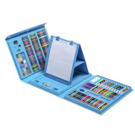 Set 208 Piese, Complet pentru Pictura si Desen, Flippy, Tip Servieta, 3-12 Ani, 40.5 x 5 x 30 cm, Albastru