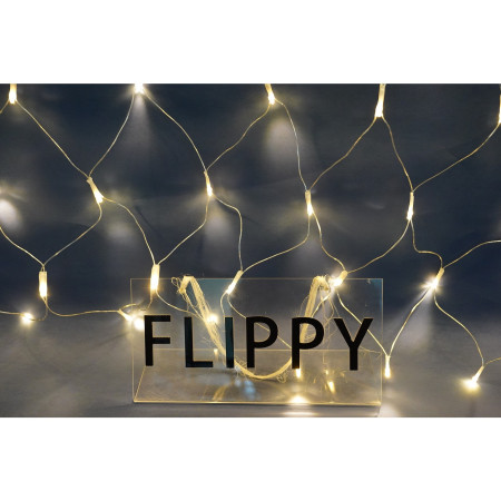 Sectiune Instalatie de Craciun Flippy, Tip Plasa, 320 LED-uri, 3 m x 3 m, 8 jocuri de lumini, Interconectabila, Fir transparent, Alb cald