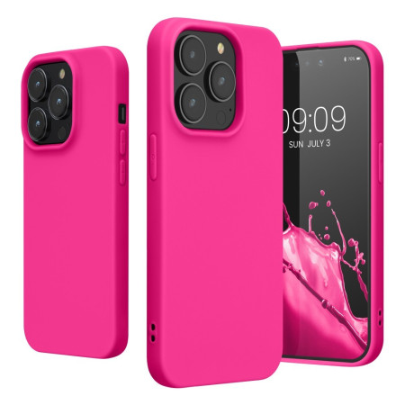 Husa pentru Apple iPhone 14 Flippy, Liquid Silicone, cu Microfibra pe interior, Protectie Antisoc, Roz-Fuchsia