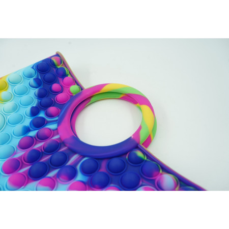 Jucarie Antistres din silicon Flippy, Pop It Now And Flip It, Geanta mare, 28 cm, Multicolor, Model 6