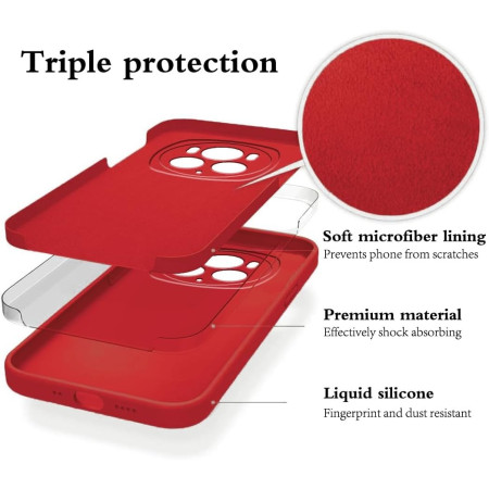 Husa de Protectie, Flippy, pentru Honor Magic 6 Pro, Liquid Silicone, cu Microfibra pe Interior, Protectie Antisoc, Compatibil Incarcare Wireless, Rosu