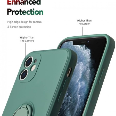 Husa protectie Flippy compatibila cu Samsung A32 5G Liquid Silicone Ring cu suport rotativ Verde