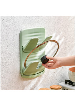 Suport de Perete pentru Capace, Flippy, Design Pliabil, cu Doua Straturi, cu Scurgere, Plastic, 33x28x3 cm, Verde