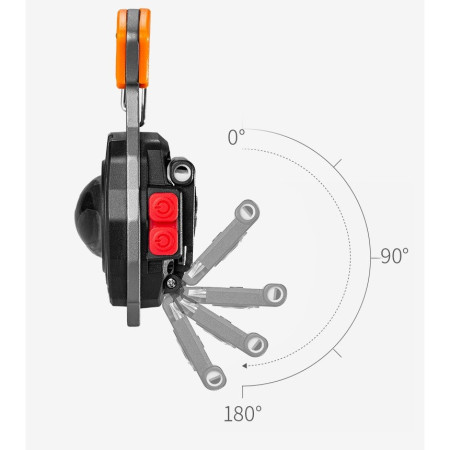 Breloc Multifunctional, Flippy, Model W5147, Kit Supravietuire, Lanterna, Bricheta, Fluier, din ABS/Aluminiu, Alimentare USB, Negru/Portocaliu