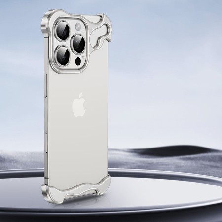 Husa Metalica Compatibila cu iPhone 16, Protectie pentru Colturile Telefonului si Camera, Aliaj, Antisoc, Antizgariere, Argintiu