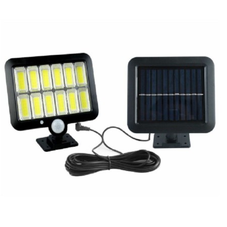 Lampa Solara LED 120 COB, Flippy, 12 Grile, Senzor de Lumina si Miscare, Lungime Cablu 5 m, Lumina Alba